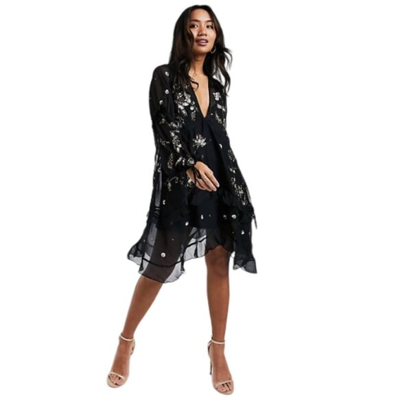 ASOS Petite Dresses & Skirts - Asos Smocked Mini Dress Cluster Embellishment Dress Black 0 Petite